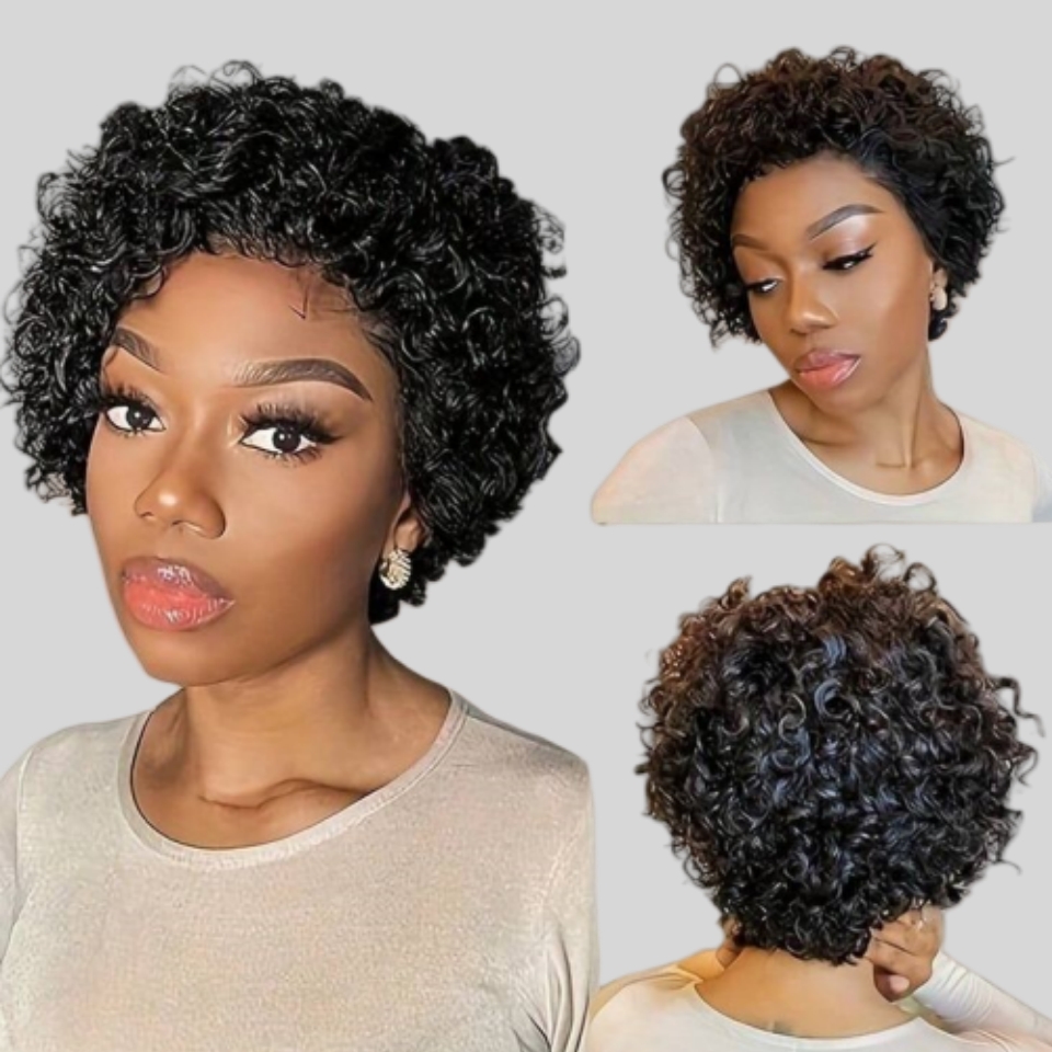 Short Pixie Cut Wig Human Hair Cheap - Parrucca riccia con taglio pixie Parrucca