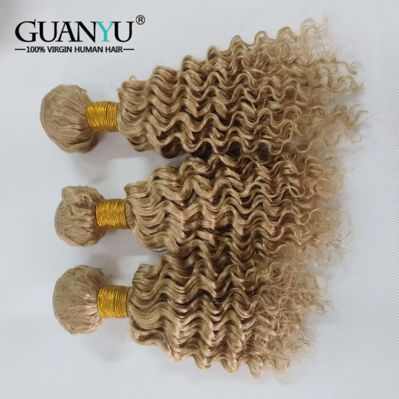 Deep Wave 3 Bundles With Closure - # 27 Fasci di capelli colorati