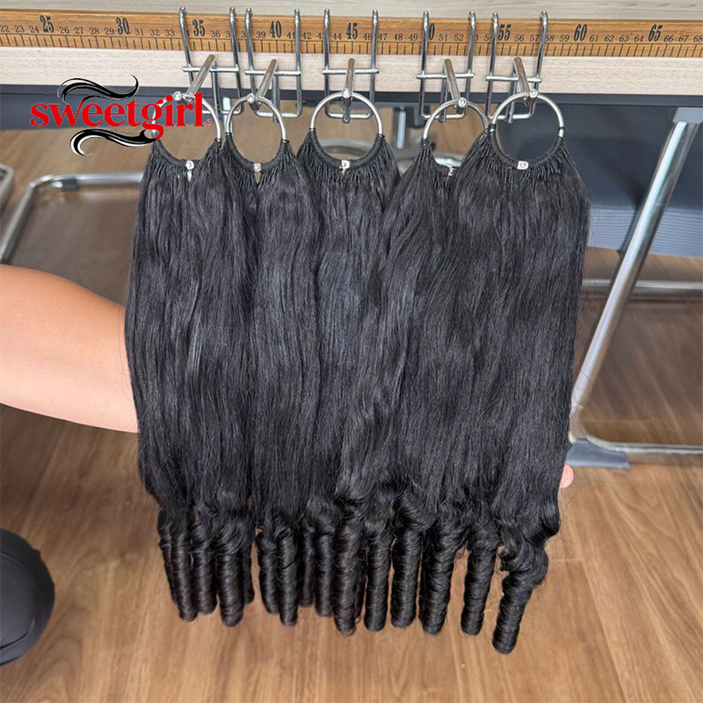 Water Wave Bulk Human Hair For Braiding - Capelli ricci birmani Yaki Feather 12A,