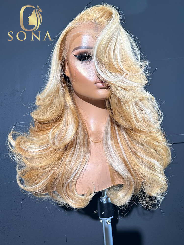 613 Blonde Body Wave Lace Front Wig - 613 # 27 # Parrucca in