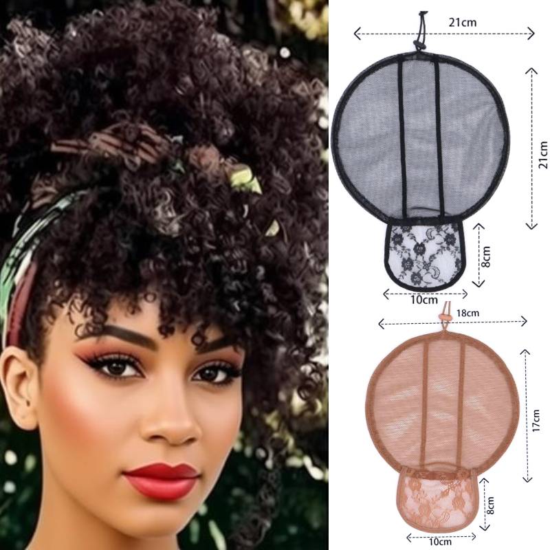 Drawstring Afro Curly Puff Ponytail - Rete per chignon afro regolabile da
