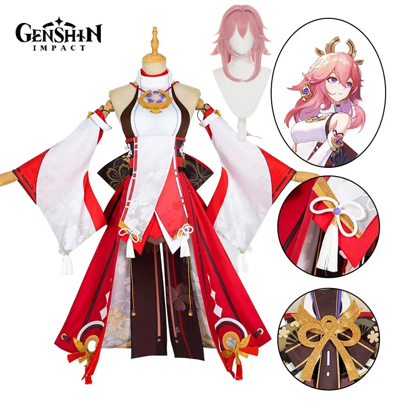 Synthetic Wigs - Costume Cosplay Yae Miko, Abito e