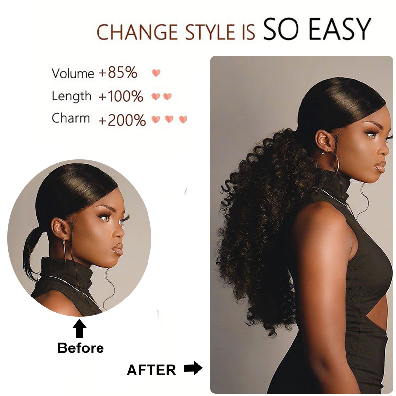 Coda di cavallo lunga riccia c - Drawstring Afro Curly Puff Ponytail recensione e prezzo