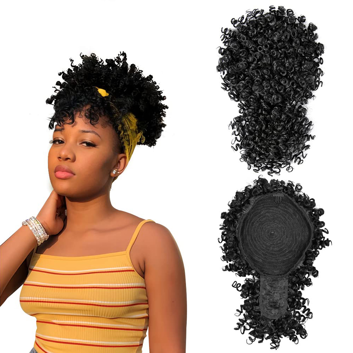 Coda di cavallo con coulisse s - Drawstring Afro Curly Puff Ponytail recensione e prezzo